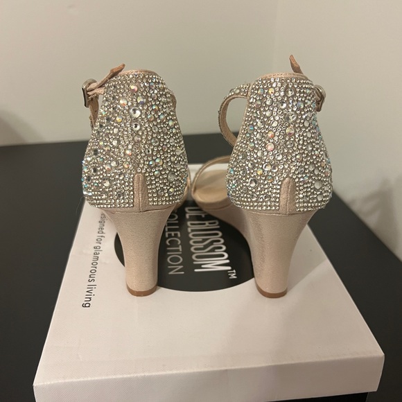 DeBlossom Collection Pave Crystal Embellished Metallic Wedge blush color - Picture 4 of 7